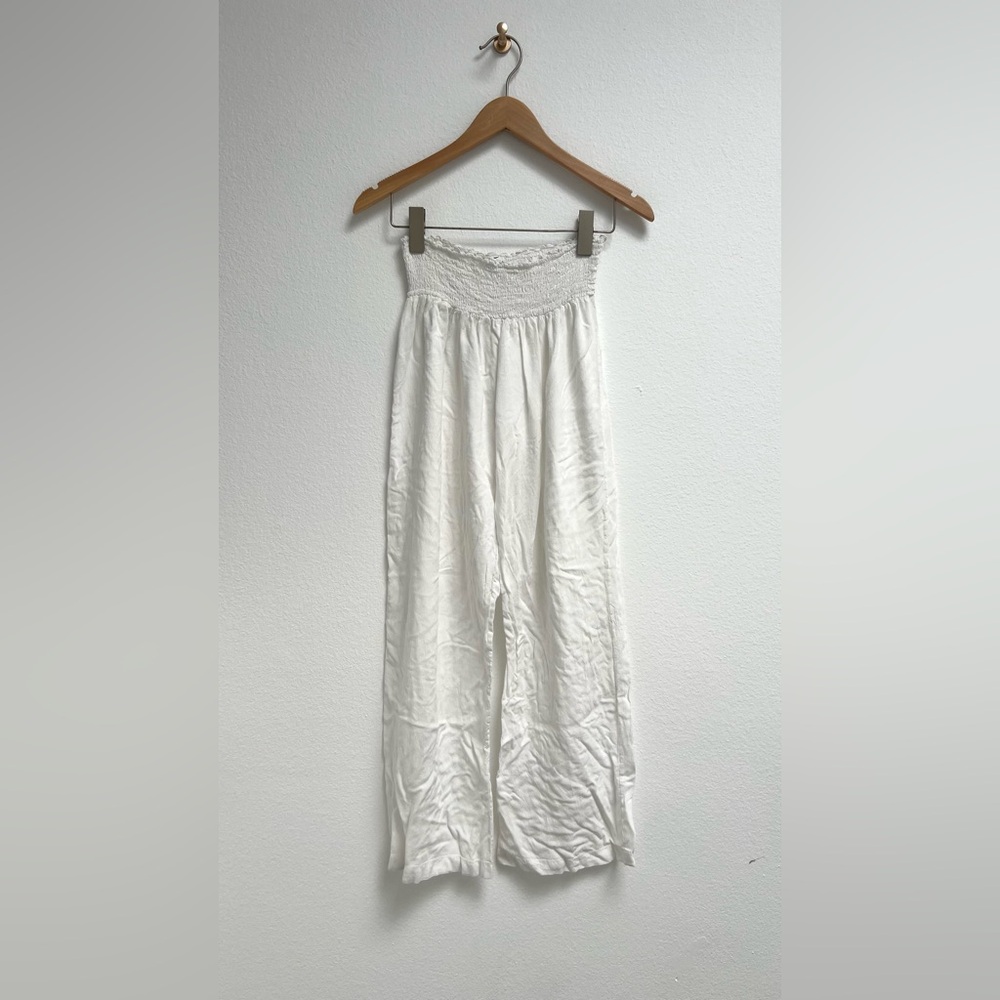 Gaya, White Wide-Leg Beach Pants, Small
